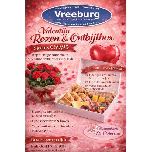 Valentijns ontbijt box met rozen